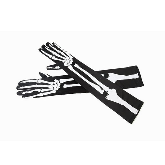 Dowegor Sports Gloves, Halloween Skeleton Gloves Women Men Full Finger Skeleton Gloves Long Skeleton Arm Sleeves for Costume Party, Gloves Mittens, ,