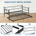 thumbnail image 5 of Twin Daybed with Trundle, Metal Day Bed Sofa Bed with Pull Out Trundle, Twin Trundle Bed Frame with Premium Steel Slat Support, Multifunctional Platform Beds for Bedroom, Living Room, Guest Room, 5 of 9