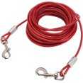 thumbnail image 2 of GFDYREE Double Head Bite Resistant Outdoor Camping Leash, Premium Steel Wire, Large Range Motion, Suitable for Small, Medium, Large Dogs, Made of Steel Wire, PVC, Ideal for (Red), 2 of 6