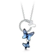 Butterfly Crystal Necklace, Blue Women's Pendant, Swarovski Crystals, 24 Style