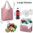 thumbnail image 3 of 5 Pack Foldable Shopping Bag,Pink Christmas Santa and Tree Pattern Reusable Grocery Bags with Pockets,Large Reusable Tote Bags with Handles Waterproof & Lightweight, 3 of 6