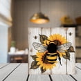 thumbnail image 2 of Bee and Sunflower Wooden Box Sign Bee Gifts Funny Spring/Summer Bee Sign Chic Farmhouse Decor Table Centerpiece Wood Block Signs Housewarming Gifts 7x7 In, 2 of 6