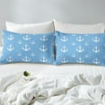 thumbnail image 5 of Anchor Pattern Bed Sheets Set Coastal Sea Twin Sheet Set,White Anchor Printed Sheets,Glitter Stripes Bed Set, 5 of 7