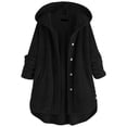 thumbnail image 1 of Abrigo de invierno para mujer, chaqueta de polar de peluche larga y cálida de gran tamaño, suéter elegante e informal de polar Sherpa con botones y capucha, chaqueta de transición térmica, 1 of 3