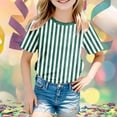 thumbnail image 2 of PMVFHDE T-Shirt Graphique à Manches Courtes Rayé de Carnaval pour Garçons Confortable Décontracté Coloré pour Fête d'Enfants Vert,130, 2 of 4