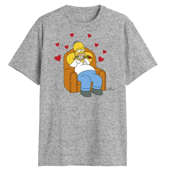 Men's The Simpsons Homer Couch And Hearts Graphic T-Shirt
