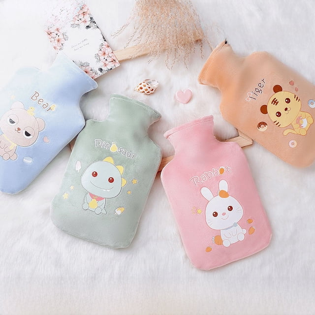 Bolsa de agua para estudiantes, linda bolsa de agua tibia para llenar con agua, mascota de dibujos animados, peluche cálido para bebé