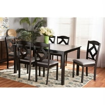 Baxton Studio Ruth Modern Transitional Grey Fabric Upholstered and Dark Brown Finished Wood 7-Piece Dining Set