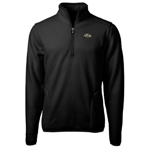 Men's Cutter & Buck Black Baltimore Ravens Big & Tall Cascade Eco Sherpa Fleece Quarter-Zip Pullover Jacket