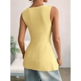 thumbnail image 5 of Women Button Down Tank Top Ribbed Summer Vest Tops Slim Fit Open Front Sleeveless Crop Shirt Yellow S, 5 of 9