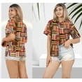thumbnail image 4 of HAPPY BAY Women's Casual Beach Blouses Shirt Collared Blouse Short Sleeve Button Up Dress Tee Shirts Hawaiian Tops for Women S Checkered, Multi, 4 of 5