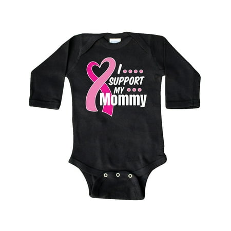 

Inktastic Breast Cancer Awareness I Support My Mommy with Pink Ribbon Gift Baby Boy or Baby Girl Long Sleeve Bodysuit