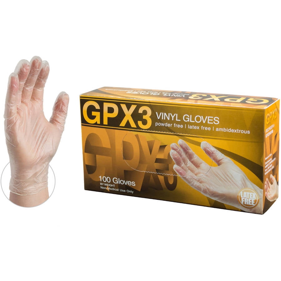 GPX3 Clear Vinyl Industrial Disposable Gloves, Small by AMMEX