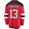 thumbnail image 3 of Men's Fanatics Nico Hischier Red New Jersey Devils Captain Patch Home Breakaway Jersey, 3 of 3