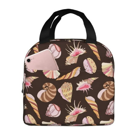 Insulated Lunch Bag for Women Men - Conch Shells Print No.9030 Leakproof Cooler Lunch Box for Women Men  Lunch Tote Bags for Work School Picnic Travel