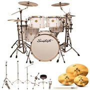 Sawtooth Command Series 7-Piece Drum Shell Pack with Hardware & Zildjian ZBT Cymbals, White ( box 1 of 3)