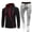 T981 Black, variant on Curuila Sweatsuits Mens 2 Piece Outfit With Zipper Long Sleeve Solid Color Hooded Sweatshirt With Sweatpants Autumn Winter Comfort Tracksuit Size L