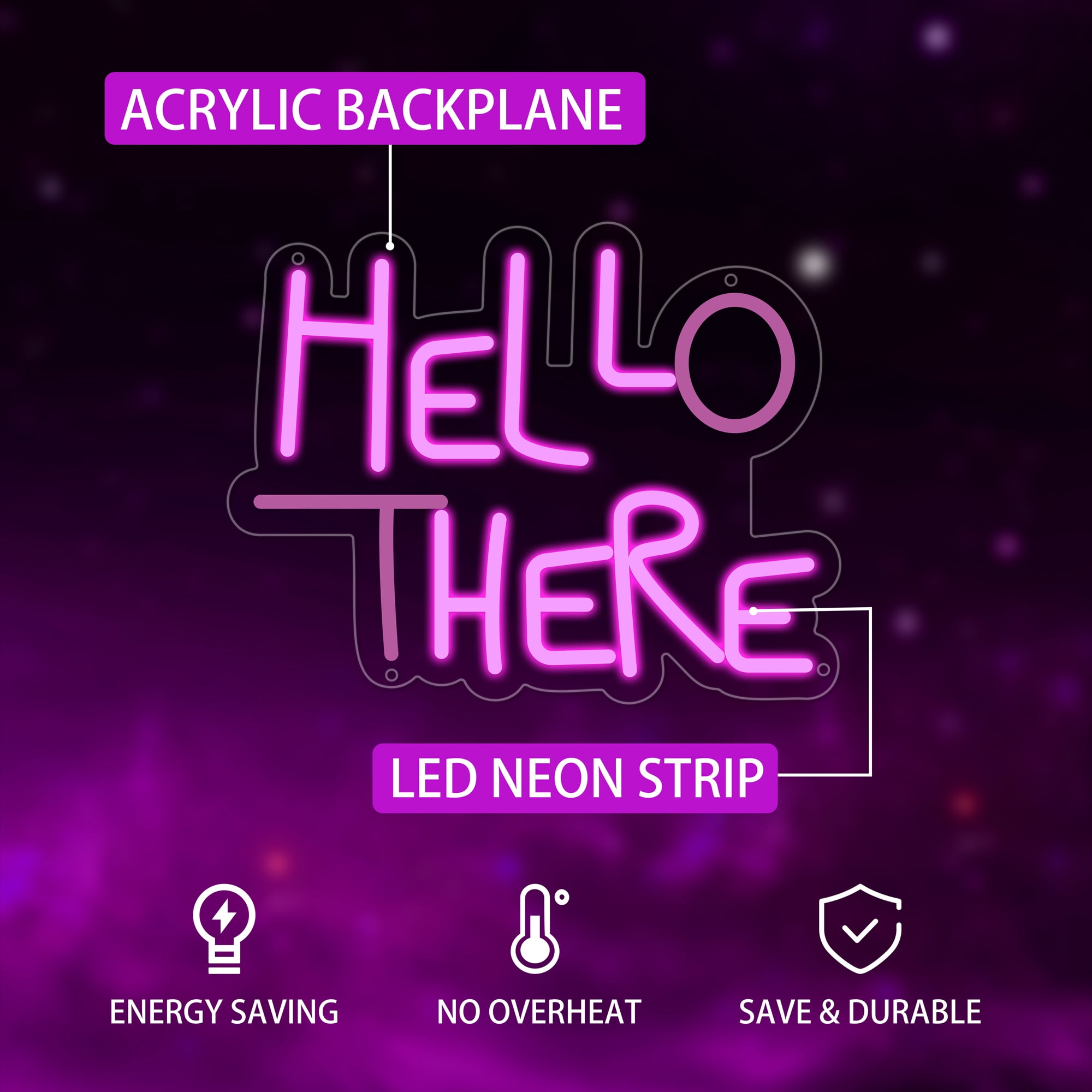 Hello There Neon Signs for Wall Decor, Hell Here Neon Lights Signs for Room Decor, Led Light Up Sign with USB Powered for Bar, Hotel, Cafe, VIP Room, Home Decoration