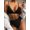 Black, variant on Women High Waisted Triangle Bikini Set Ribbed Cami Swimsuits