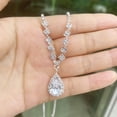 thumbnail image 4 of (Plata) Juego de 3 pendientes de collar de cristal nupcial para novia, gargantilla de plata para novia, collares con colgante de joyería para mujeres y niñas Plata JM, 4 of 5