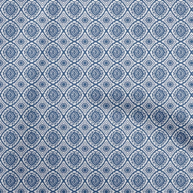 oneOone Cotton Poplin Blue Fabric Block Sewing Craft Projects Fabric Prints By Yard 56 Inch Wide