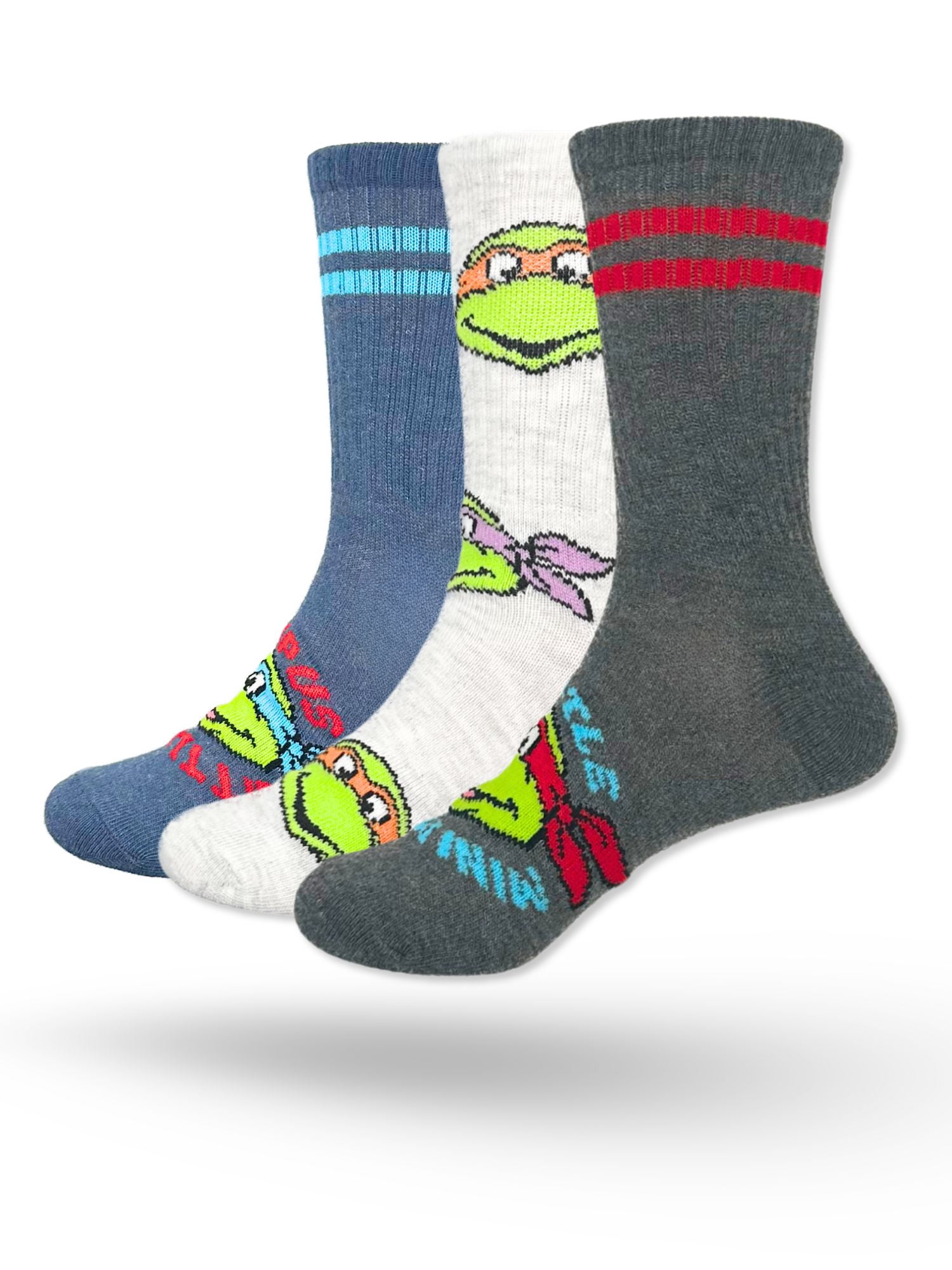 Teenage Mutant Ninja Turtles Boys Mid-Crew Socks, 3-Pack, Sizes S/M-M/L