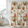 thumbnail image 2 of Small Stall Shower Curtain 48x72 Inch Narrow Half Size Fox Squirrels Mushrooms Bath Curtains Bathroom Decor, Fall Botanical Berries Waterproof Fabric Shower Curtain Set with Hooks 48 Inch, 2 of 7