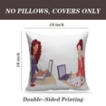 thumbnail image 2 of LALILO Throw Pillow Covers Young Girl Laptop Girl African American Afro Cushion Cover 18" x 18", 2 Pack, 2 of 6