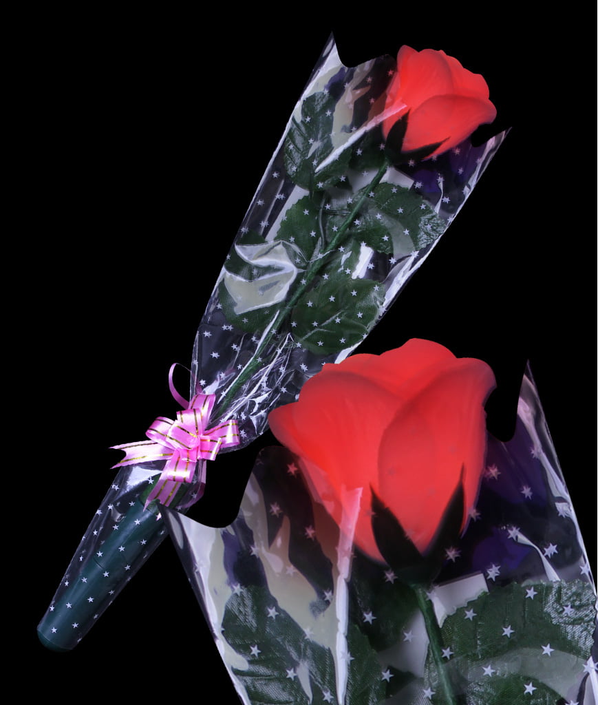 12 LED Flowers Roses Valentines Red Pink Romantic Plastic Light Up Set Wedding