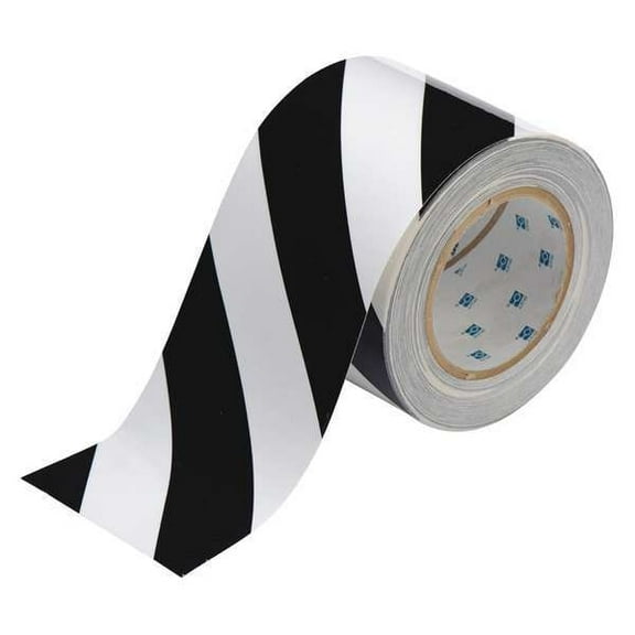 Brady Floor Tape,Black/White,4 inx100 ft,Roll 104379