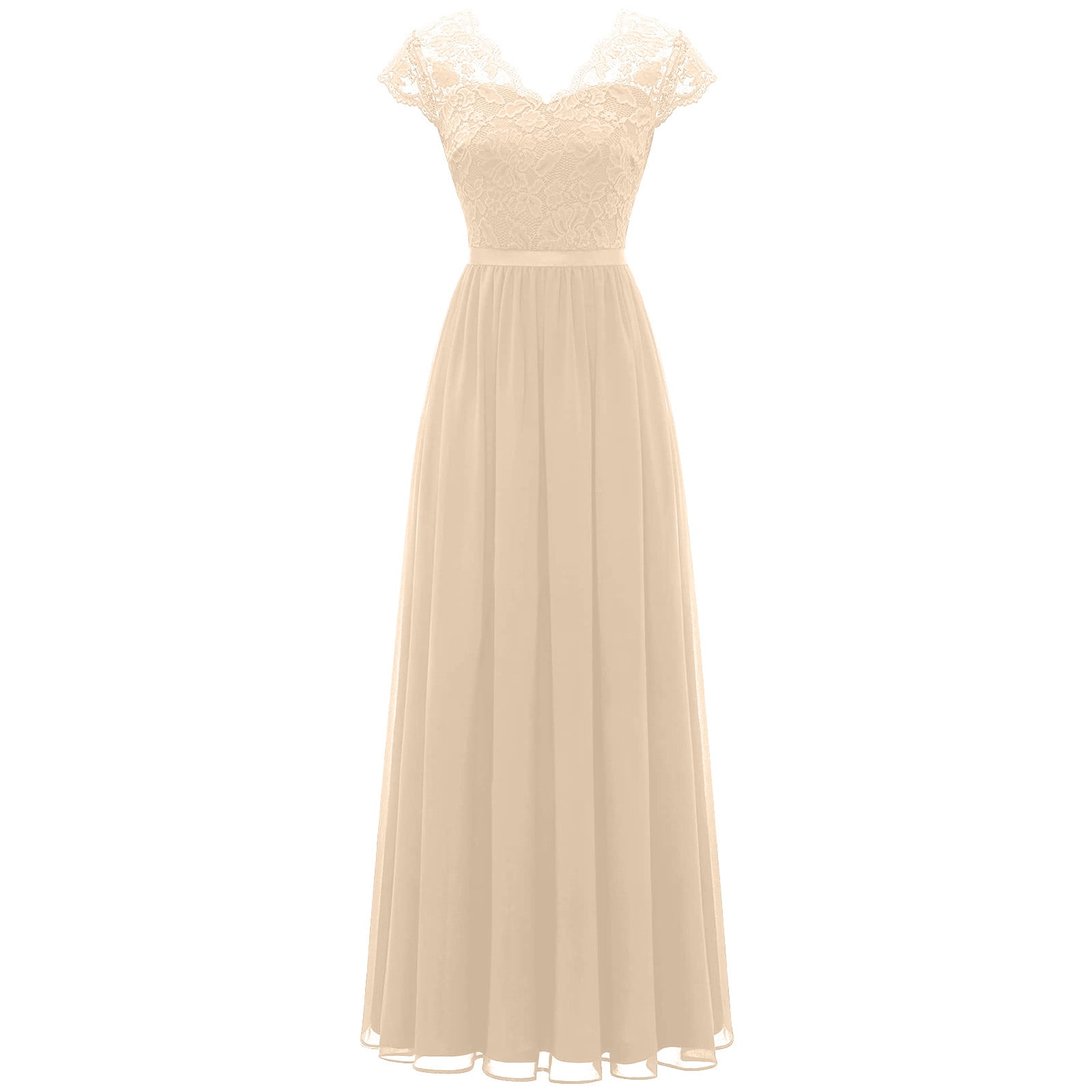 tan lace bridesmaid dresses Ever-Pretty Lace Sheer Back and Cross Straps V-Neck Pleated Sleeveless Bridesmaid Dress