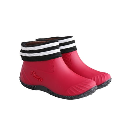 

Welliumy Womens Rain Boots Slip On Work Shoes Casual Garden Shoe Kitchen Outdoor Comfortable Waterproof Red-1 7