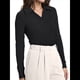 thumbnail image 2 of Camisas de Mujer de Larga, Informales, de Negocios, con Cuello en V, Suéter de Punto Acanalado, Blusas Ajustadas. Negro XL, 2 of 5