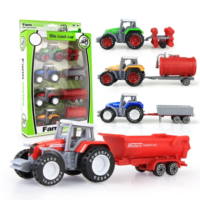 Alloy Farm Tractor Toy Set Tractors Car Toy 4 Pcs Alloy Farm Tractor Toy Set Engineering Car Model Farm Vehicles Toy Tractors Car Toy For Children Kids Boys