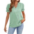 thumbnail image 4 of TIHLMK Shirts for Women Mint Green Sales Clearance Fashion Women's Summer Casual V Neck Short Sleeve Solid Color Tops Pullover Blouse Gift for Womens Tops, 4 of 8