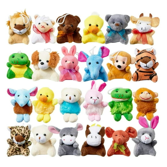 MesaSe 24 PCS Mini Animal Plush Toy Assortment Animals Keychain Decoration For Kids,Small Stuffed Animal Bulk For Kids,Filler For Boys Girls Child Kid Plushies