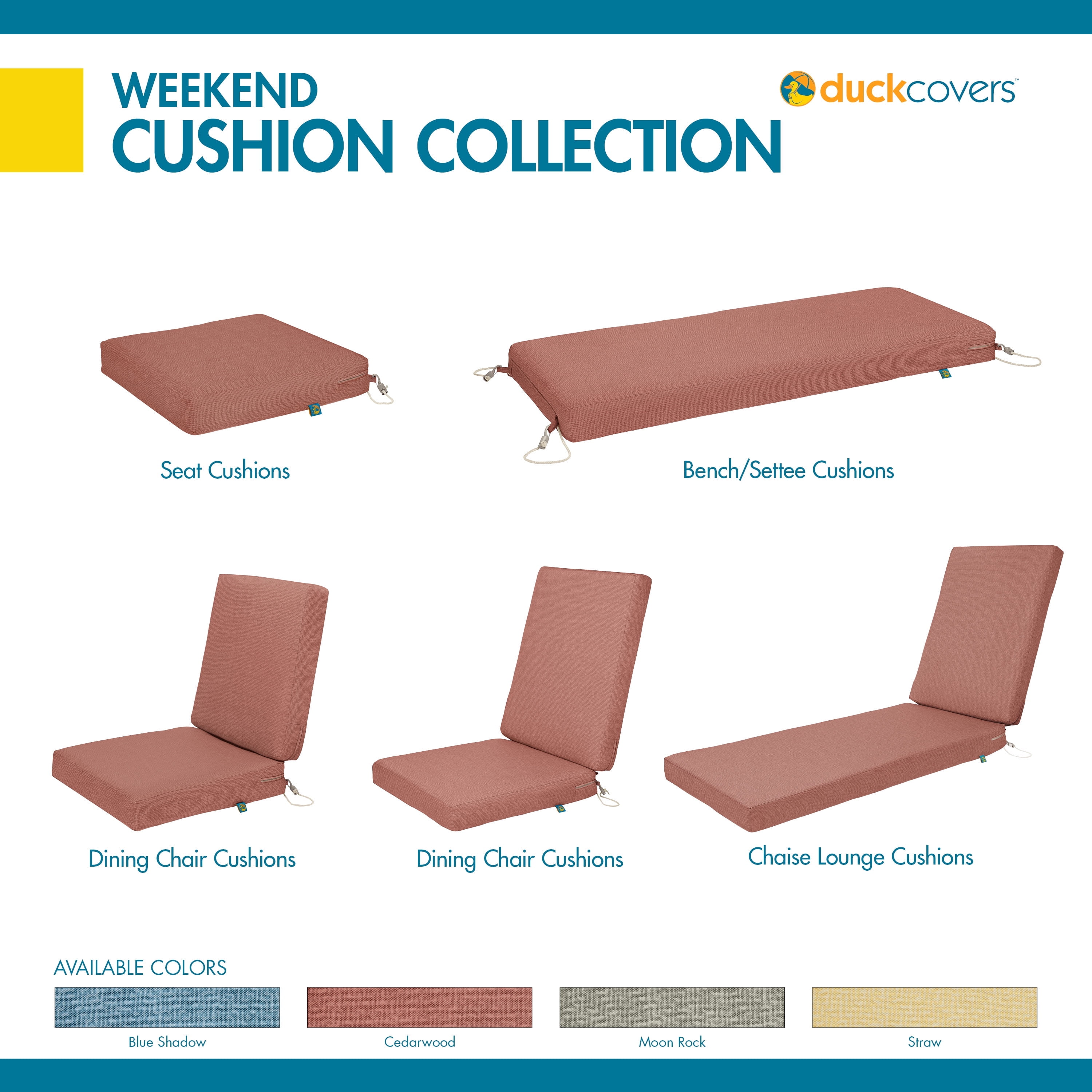 Duck Covers Weekend Water-Resistant Outdoor Dining Seat Cushion, 21 x 19 x 3 inch, Cedarwood