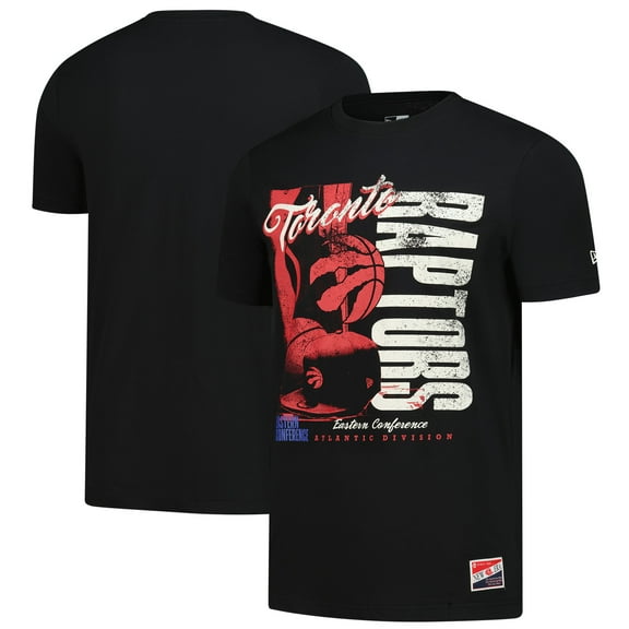 Men's-New Era  Black Toronto Raptors Distressed Throwback Vintage Color Pack T-Shirt