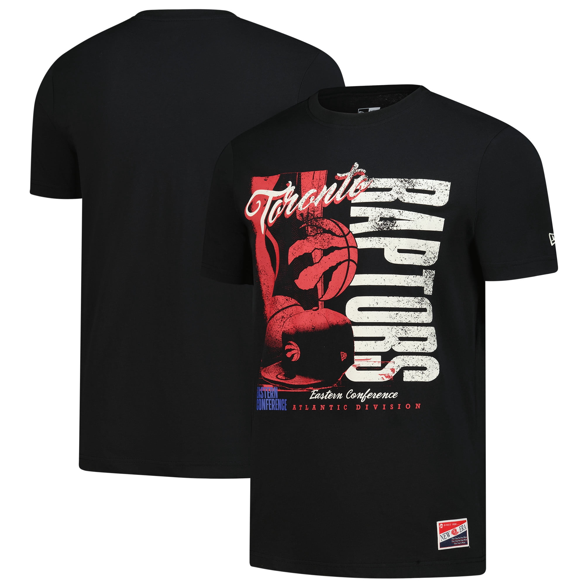 Men's-New Era Black Toronto Raptors Distressed Throwback Vintage Color Pack T-Shirt