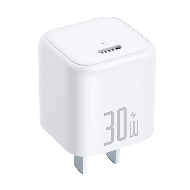 White Type C Charger Block Pd30W Super Fast Charging Wall Adapter Compact Size 40X35X35Mm Gan Technology For Phones Tablets Electronic Devices Us Plug White