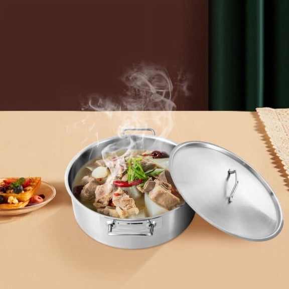 11 Qt Stock Pot Stainless Steel Large Kitchen Soup Cookware with Glass Lid