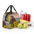 thumbnail image 4 of Yiaed Horse Sunflowers Print Insulated Lunch Bag Reusable Cute Tote Lunch Box, Leakproof Cooler Lunch Bags for Work Office Travel School Picnic, 4 of 5