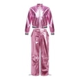 thumbnail image 3 of Haitryli Kids Girls Jazz Hip Hop Dance Outfit Metallic Long Sleeve Bomber Jacket And Pants Set Disco Party Dancewear Pink 6, 3 of 7