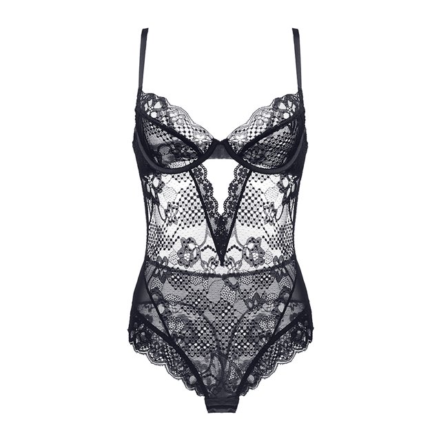 Mono cómodo y transpirable con sujetador de pecho pequeño, ropa interior fina de encaje sexy para mujer, mono