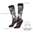 thumbnail image 4 of Goofa Vintage Blue Floral Wolf Pattern Adult Stockings, Color-Block Knee High Socks, Comfortable and Breathable, Soft and Stretchable, Sports, and Decoration, 4 of 6