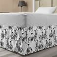 thumbnail image 1 of Sketch Bed Skirt, Monochrome Style Drawings of Bicycles Two-wheel Items for Fun Activities, Elastic Bedskirt Dust Ruffle Wrap Around for Bedding Decor, 4 Sizes, Charcoal Grey White, by Ambesonne, 1 of 2