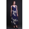 thumbnail image 4 of Bimba Robe Longue Maxi d'Été à Imprimé d'Oiseaux pour Femme, Col en V, Tenue de Villégiature de Vacances - Très Petit, Bleu Marine, 4 of 6