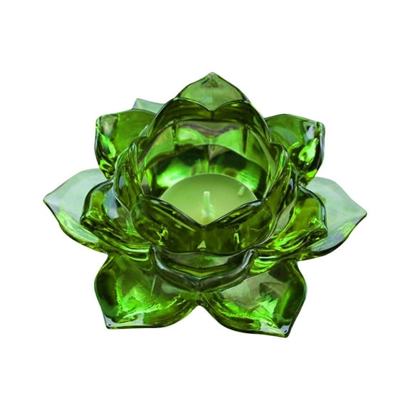 Clearance Candles & Holders under $5,8 Colors Crystal Glass Lotu Flower Candle Tea Light Holder Buddhist Candlestick