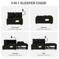 thumbnail image 3 of DEALTOPS Convertible Sleeper Chair Bed, Modern Velvet 4-in-1 Sofa with USB Ports, Phone Stand & Side Pocket, Black, 3 of 8