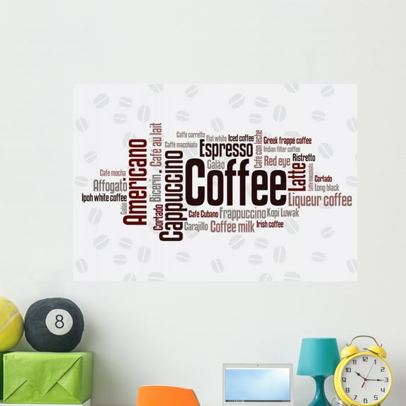Wordcloud Coffee Wall Decal by Wallmonkeys Peel and Stick Graphic (48 in W x 21 in H) WM176257